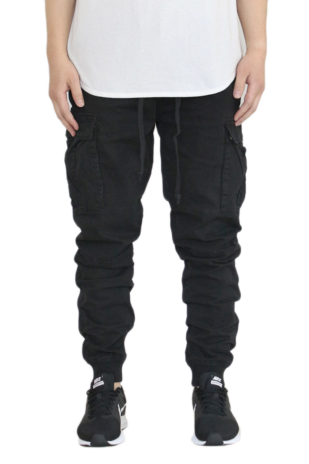 BLACK SOFT CARGO TWILL JOGGERS