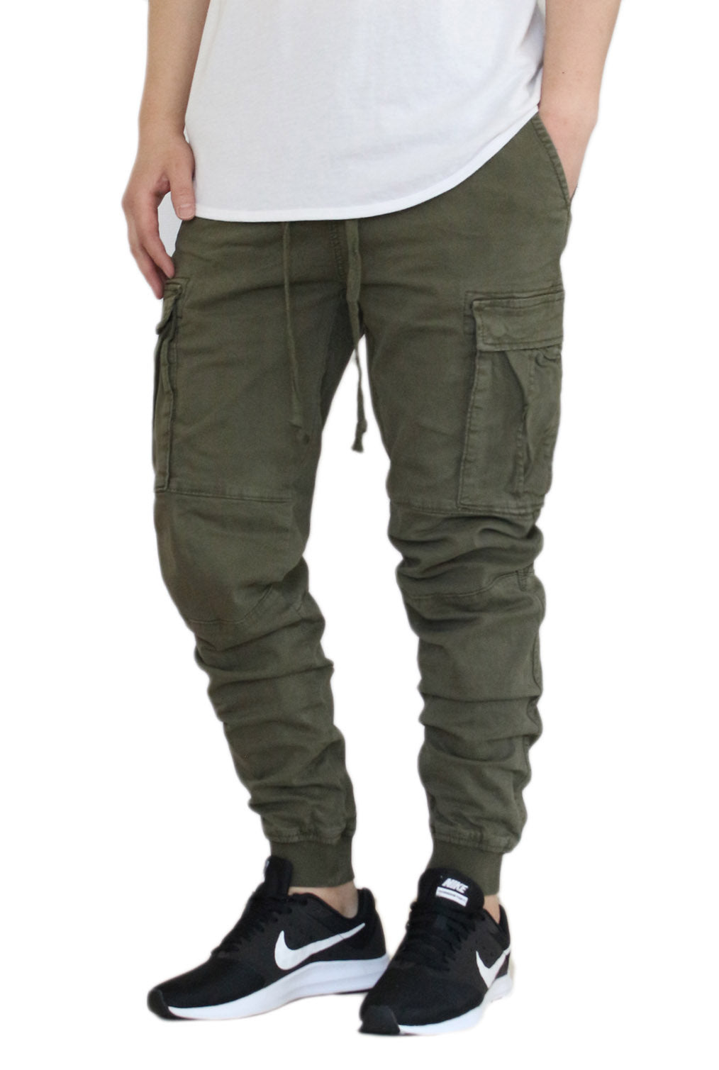 OLIVE SOFT CARGO TWILL JOGGERS