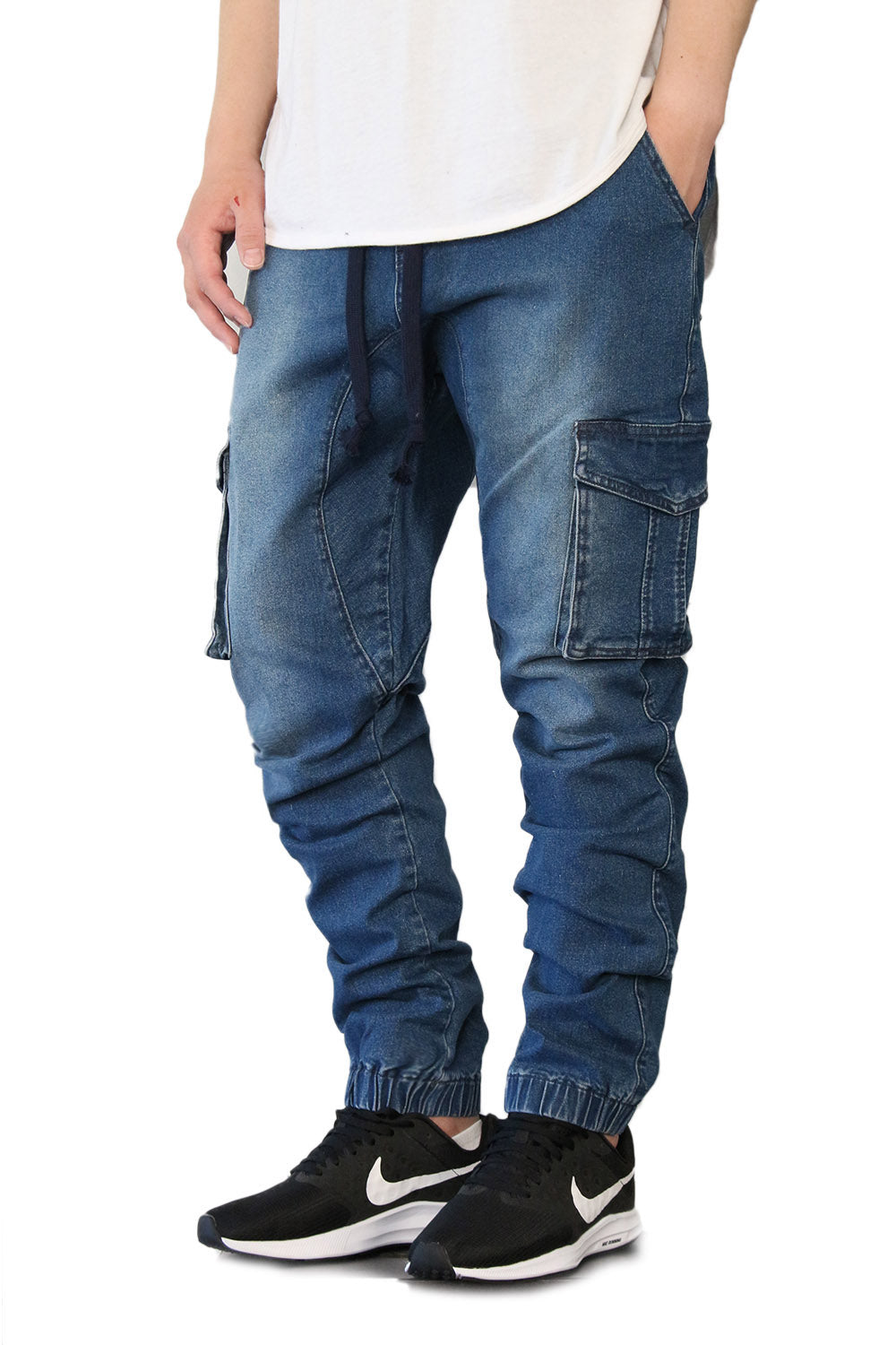 DK INDIGO SLIM FIT DENIM CARGO JOGGERS