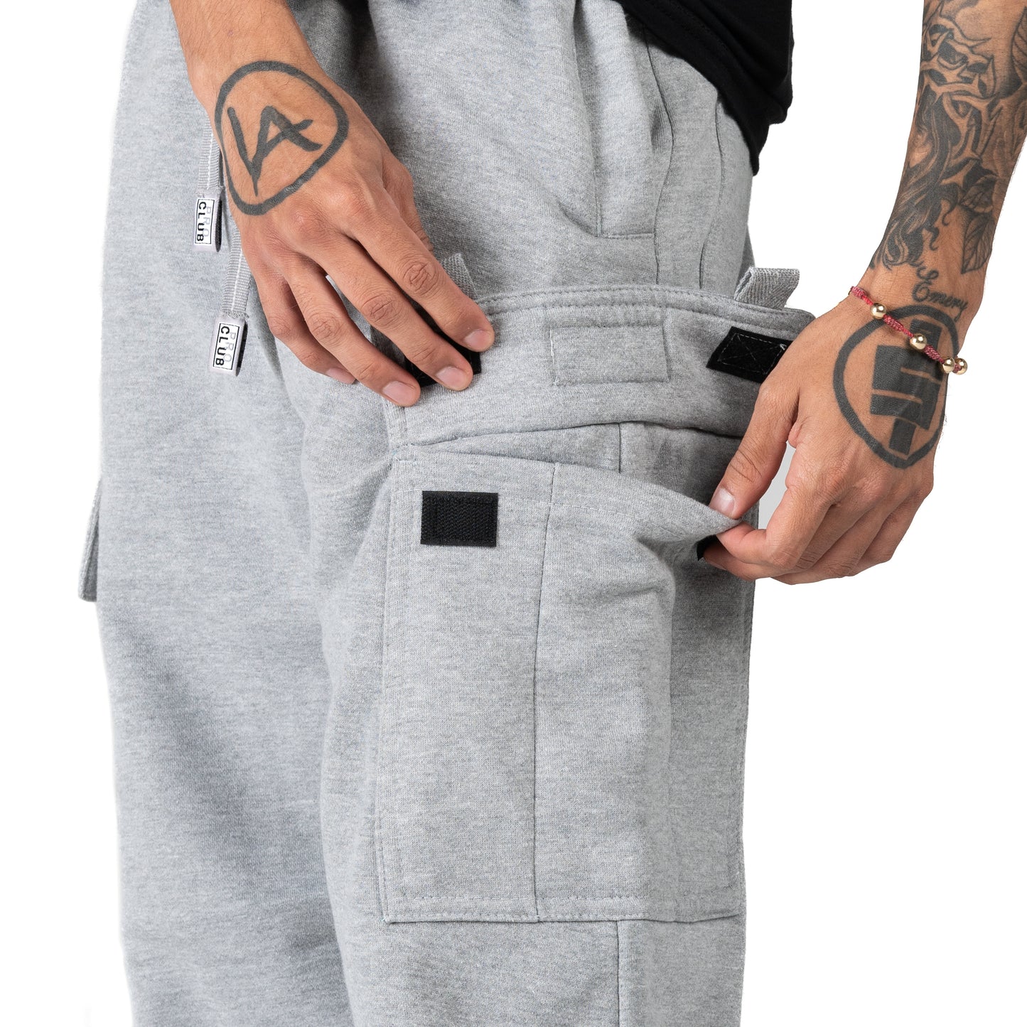 GREY FLEECE CARGO PANTS