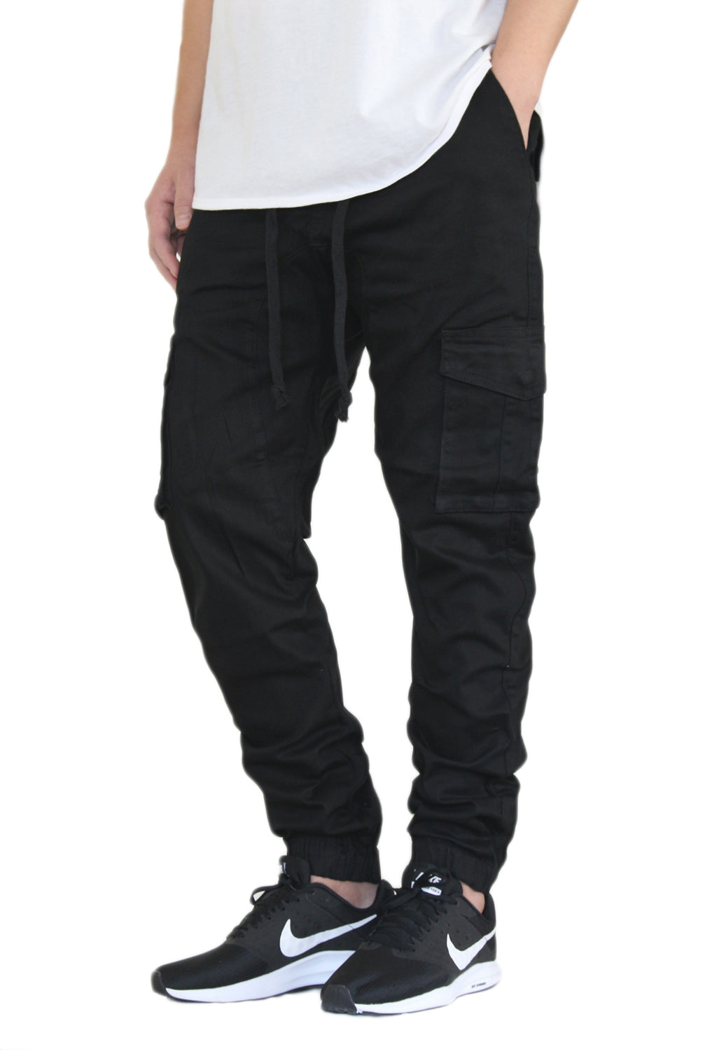 BLACK CARGO TWILL JOGGERS