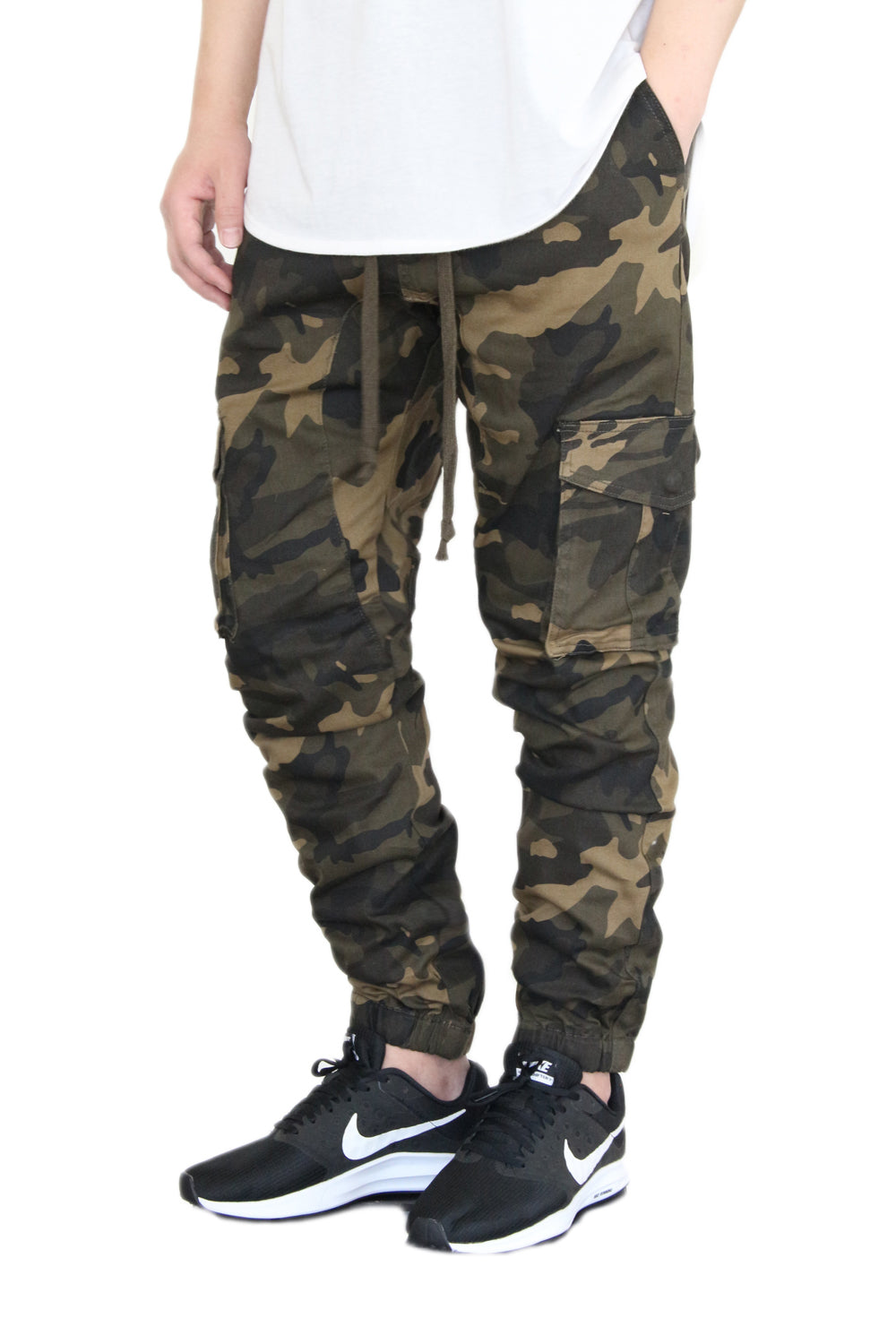 OLIVE CAMO CARGO TWILL JOGGERS