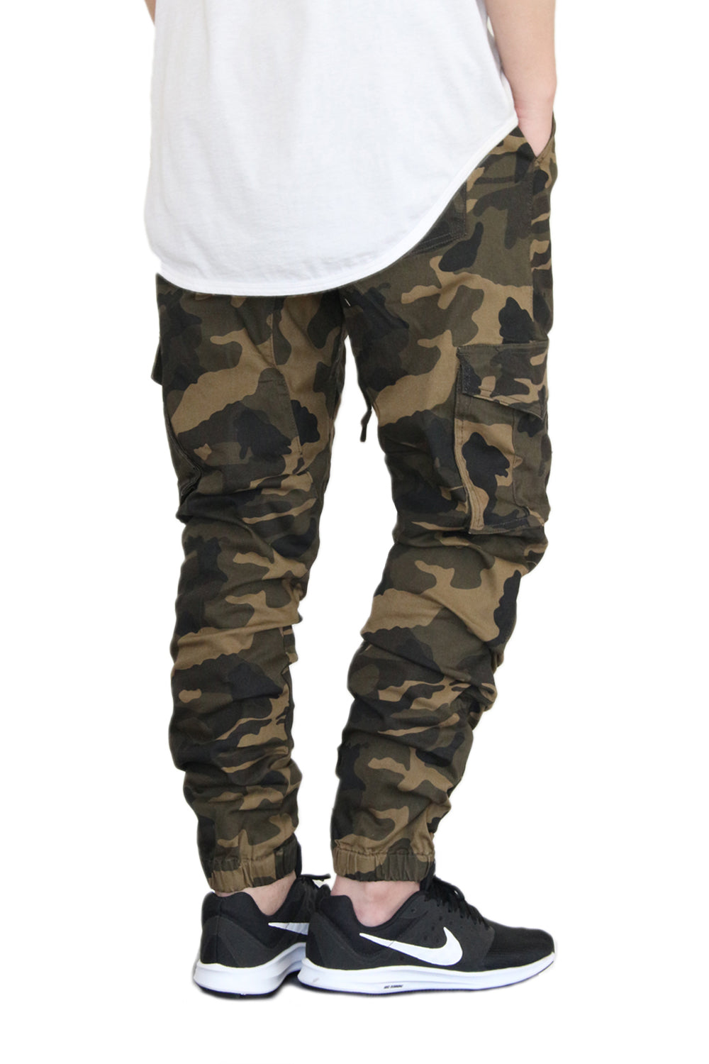 OLIVE CAMO CARGO TWILL JOGGERS