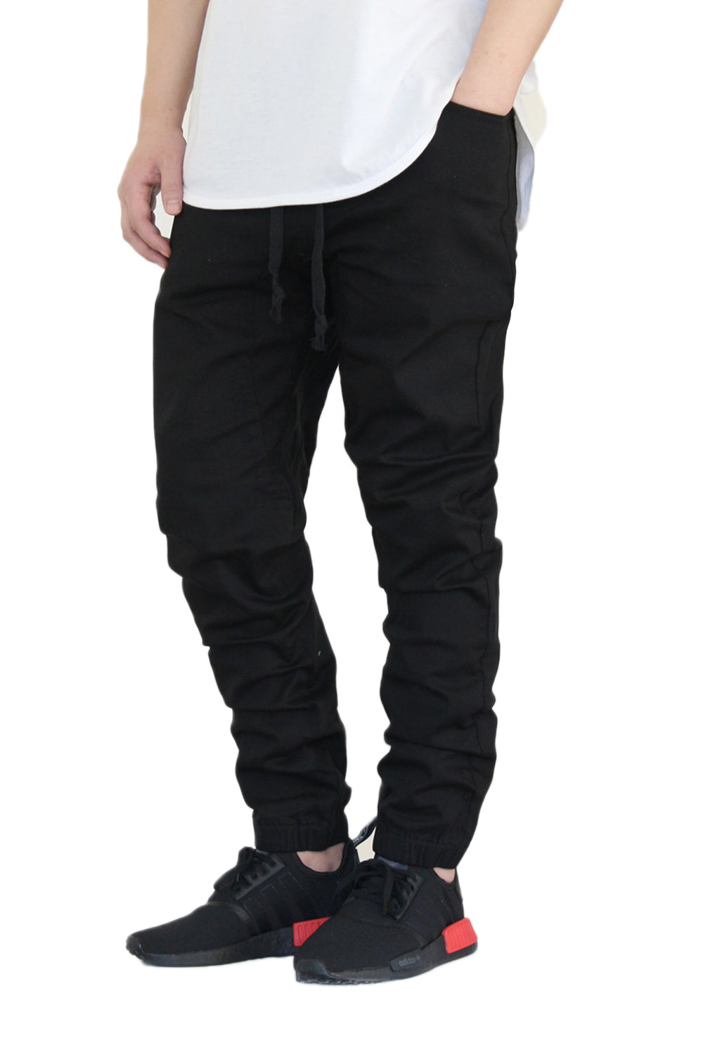 BLACK SLIM FIT TWILL JOGGERS