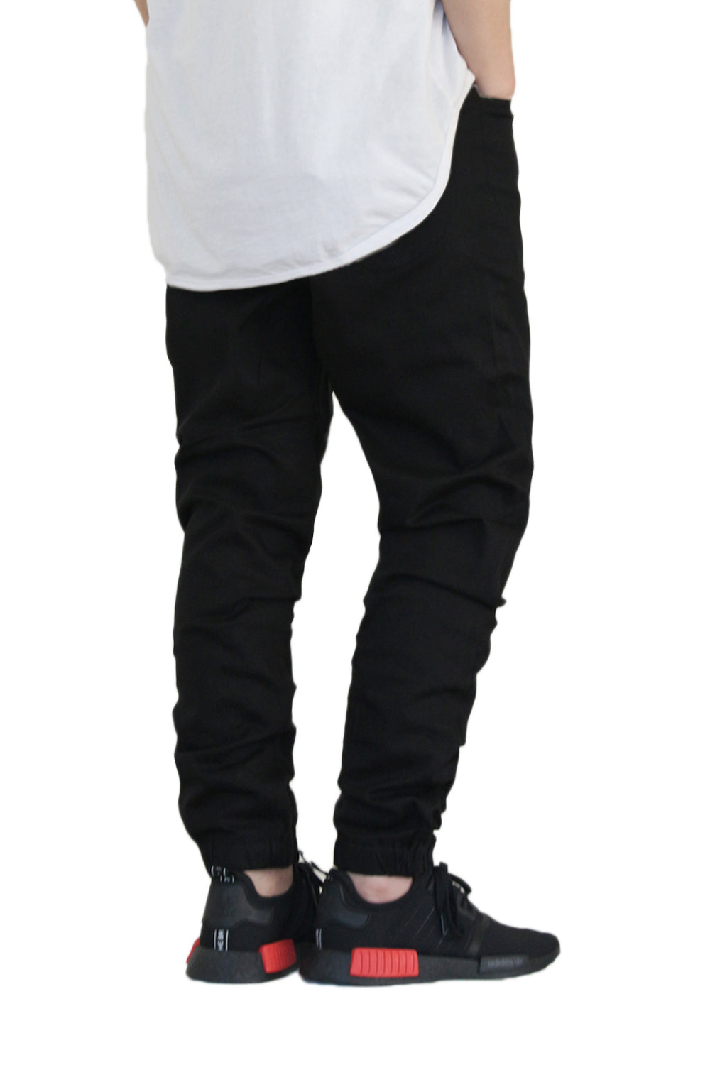 BLACK SLIM FIT TWILL JOGGERS