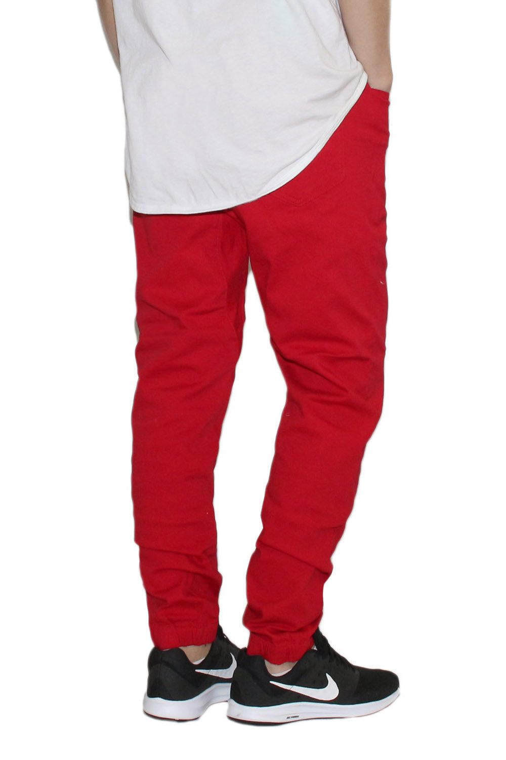 RED SLIM FIT TWILL JOGGERS