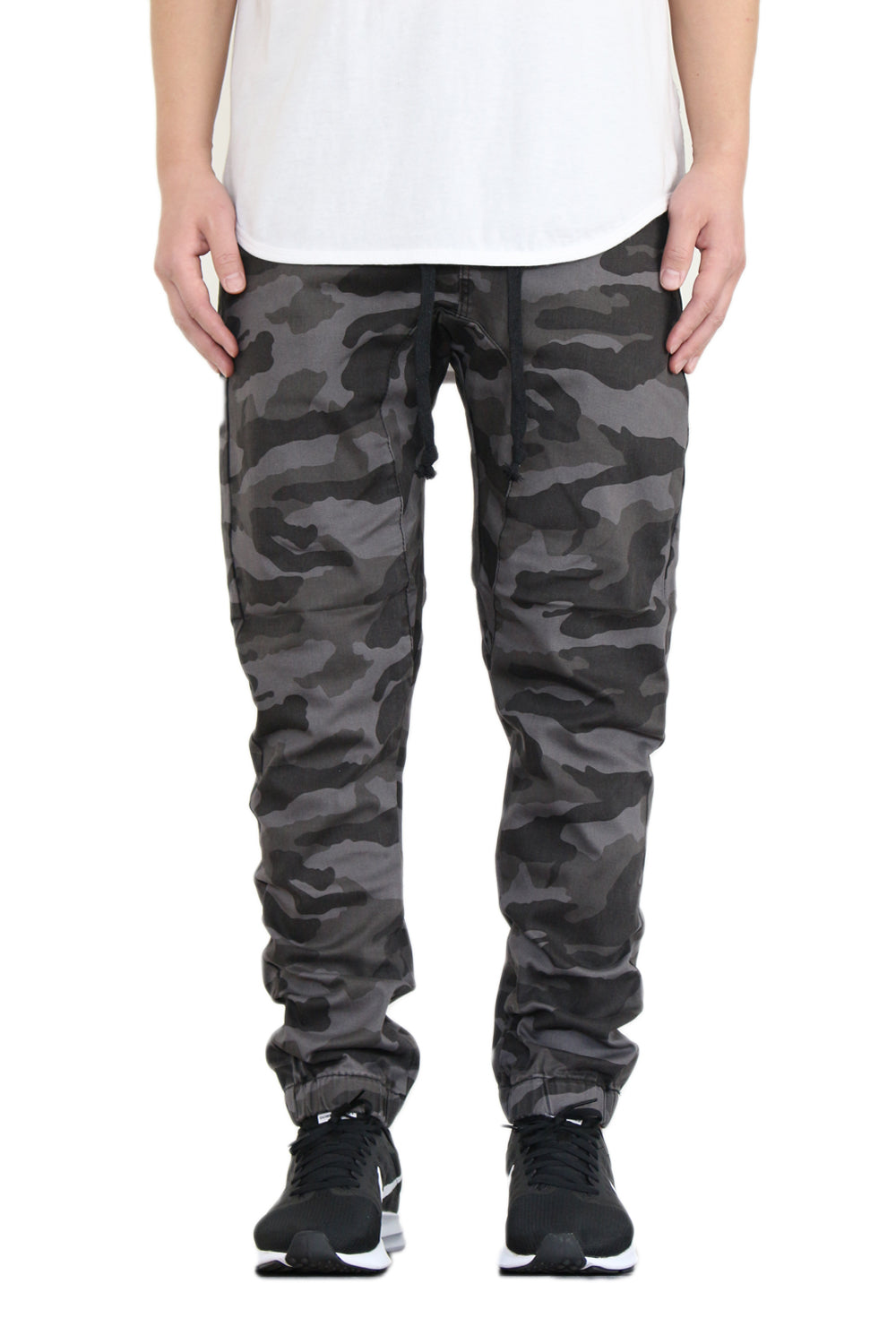 BLACK CAMO SLIM FIT TWILL JOGGERS