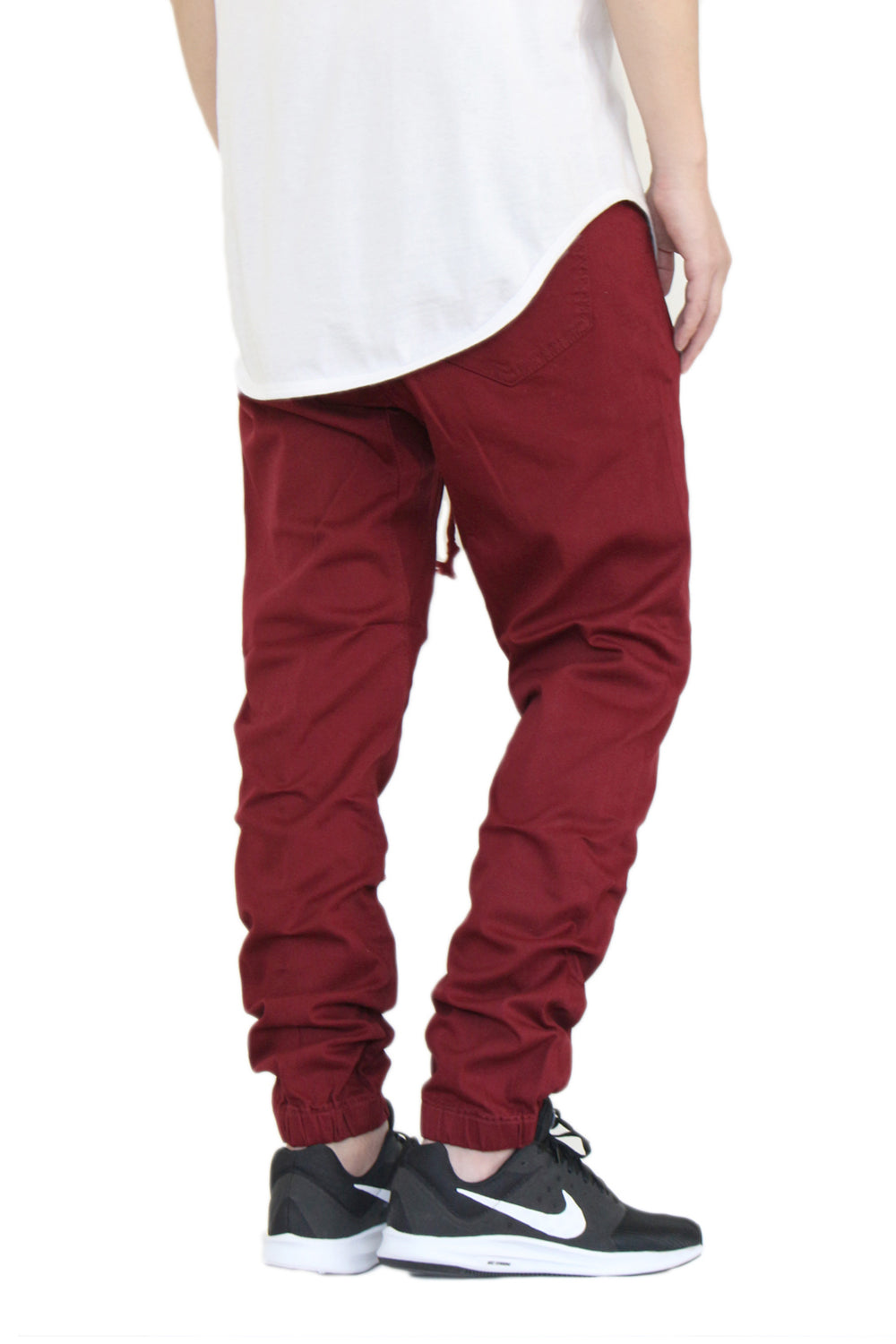 BURGUNDY SLIM FIT TWILL JOGGERS