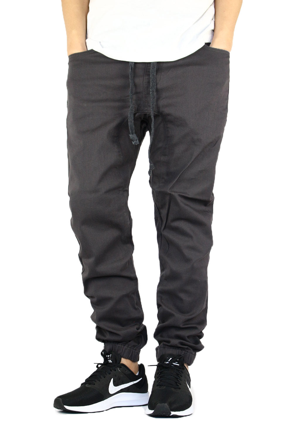 CHARCOAL SLIM FIT TWILL JOGGERS