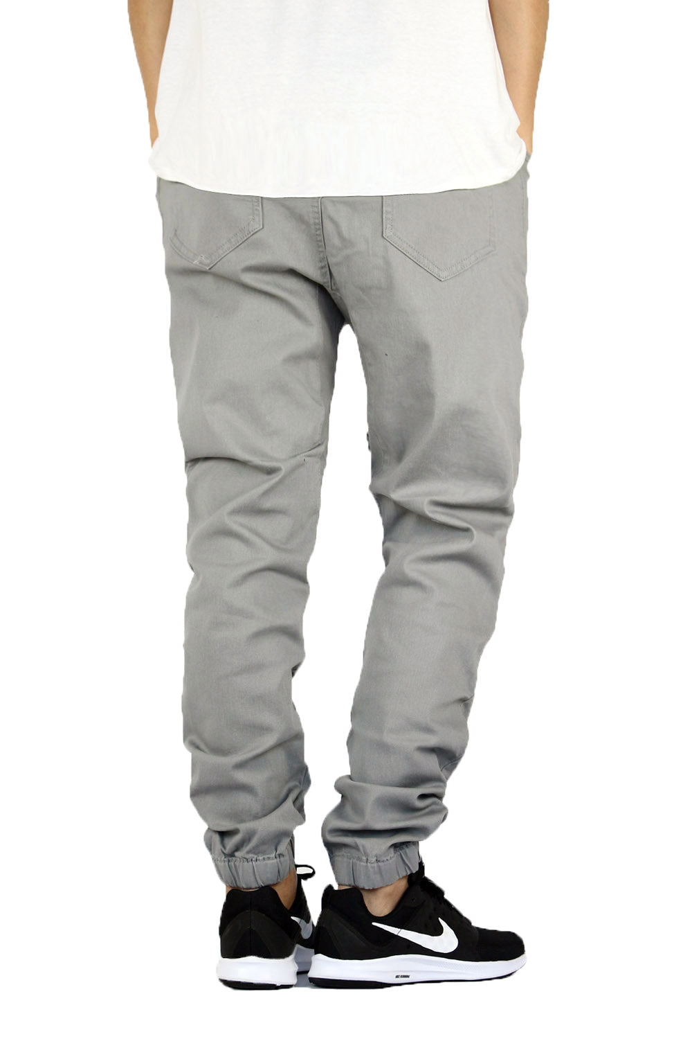 GREY SLIM FIT TWILL JOGGERS