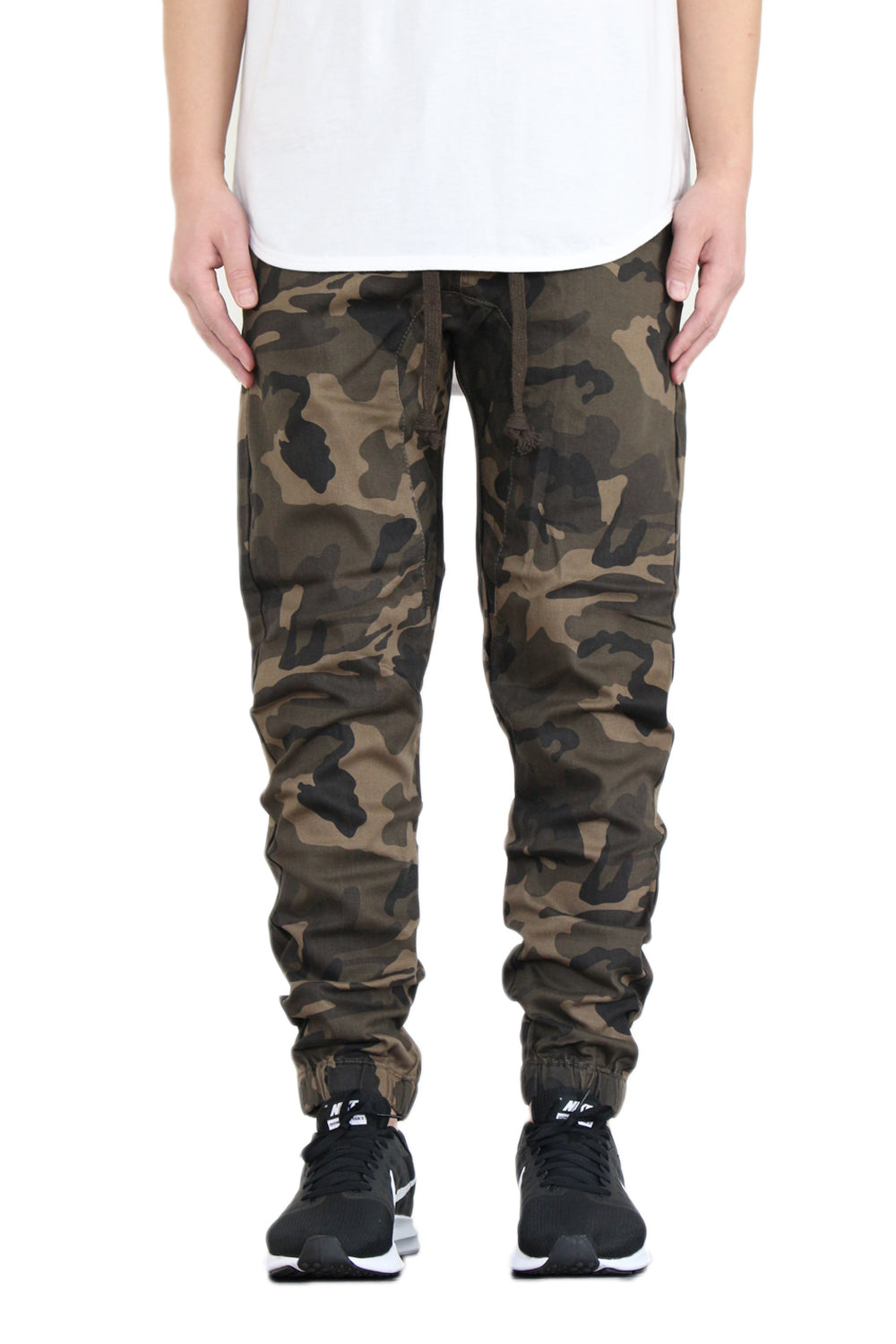 OLIVE CAMO SLIM FIT TWILL JOGGERS