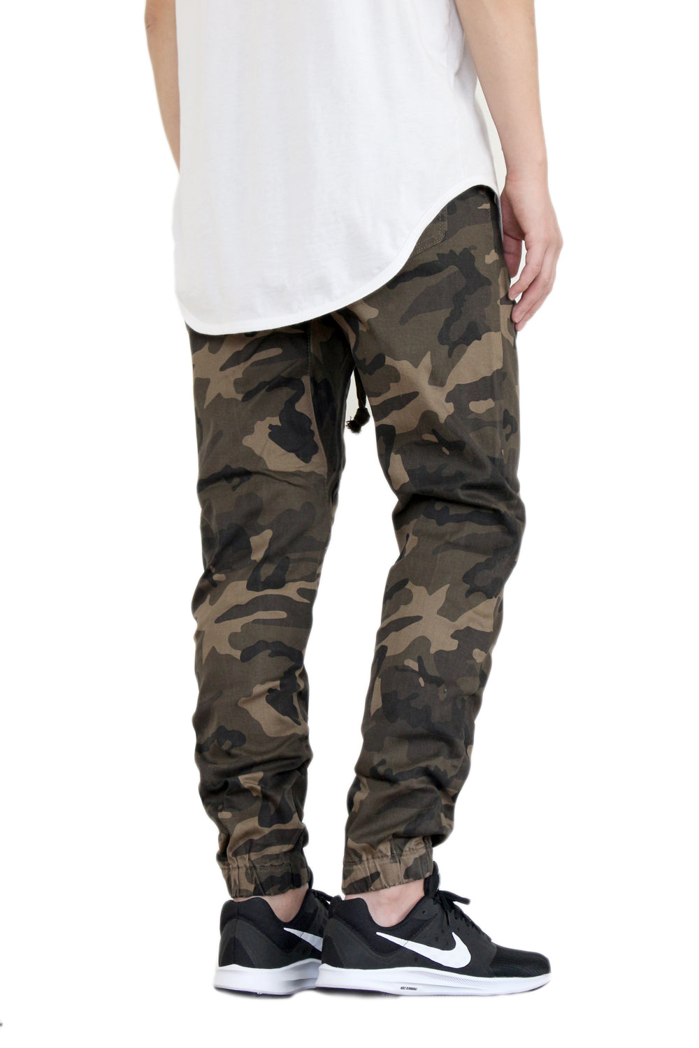 OLIVE CAMO SLIM FIT TWILL JOGGERS