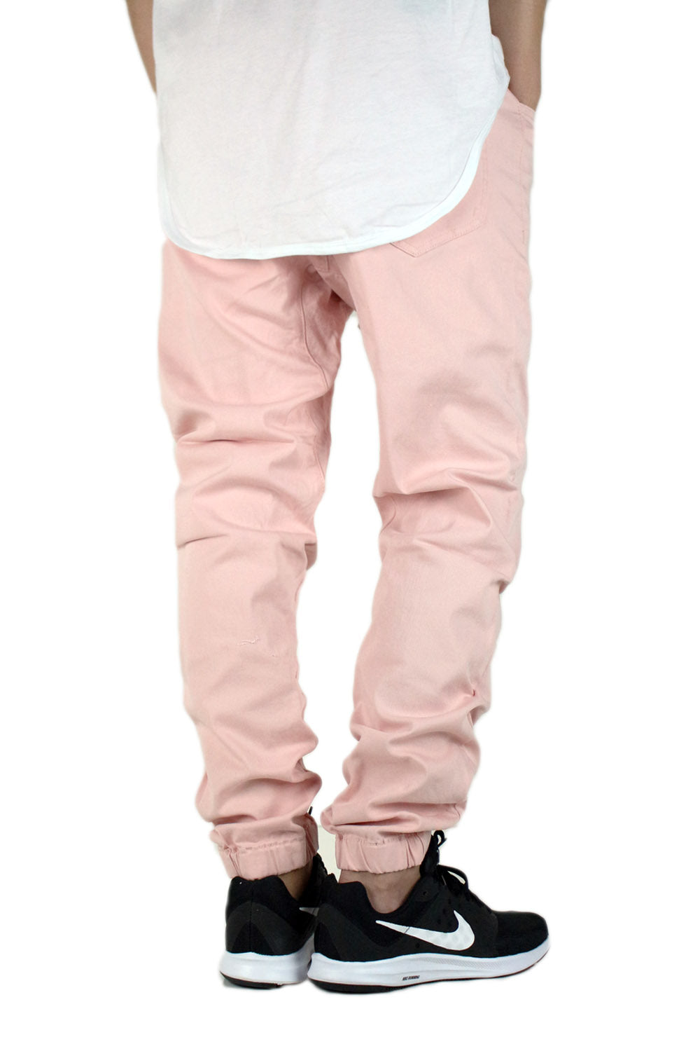PINK SLIM FIT TWILL JOGGERS