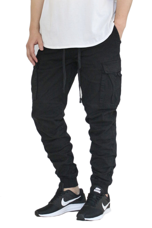 BLACK SOFT CARGO TWILL JOGGERS