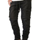 BLACK SLIM FIT DENIM CARGO JOGGERS