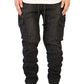 BLACK SLIM FIT DENIM CARGO JOGGERS