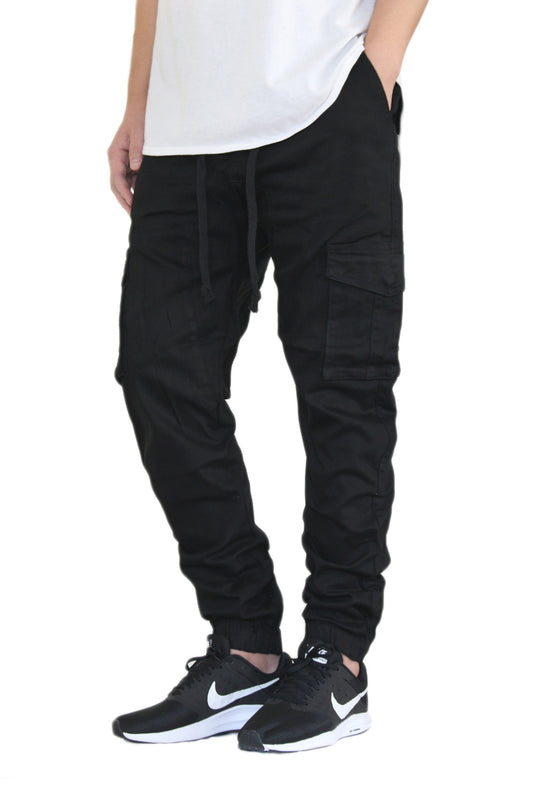 BLACK CARGO TWILL JOGGERS