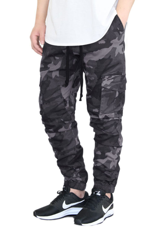 BLACK CAMO CARGO TWILL JOGGERS