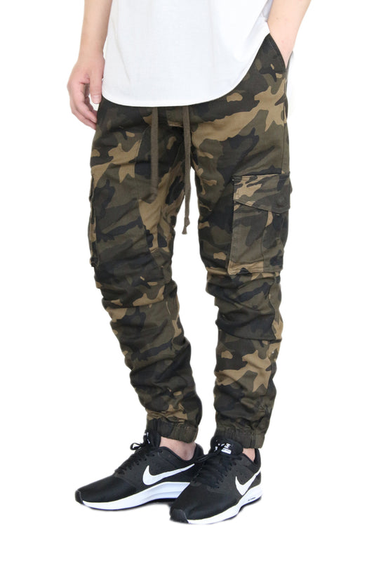 OLIVE CAMO CARGO TWILL JOGGERS