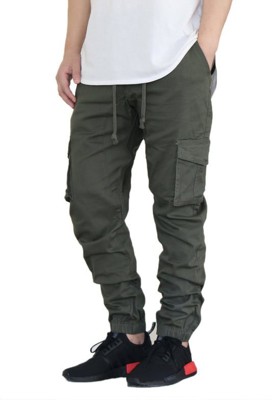 OLIVE CARGO TWILL JOGGERS