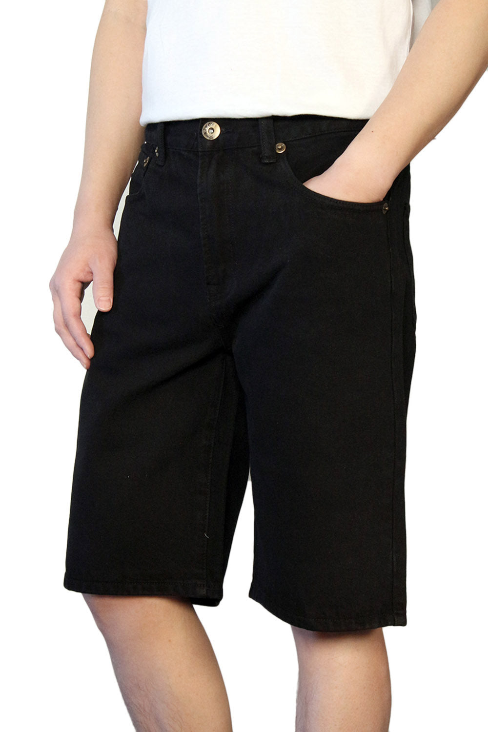 Black Regular Fit Denim Shorts
