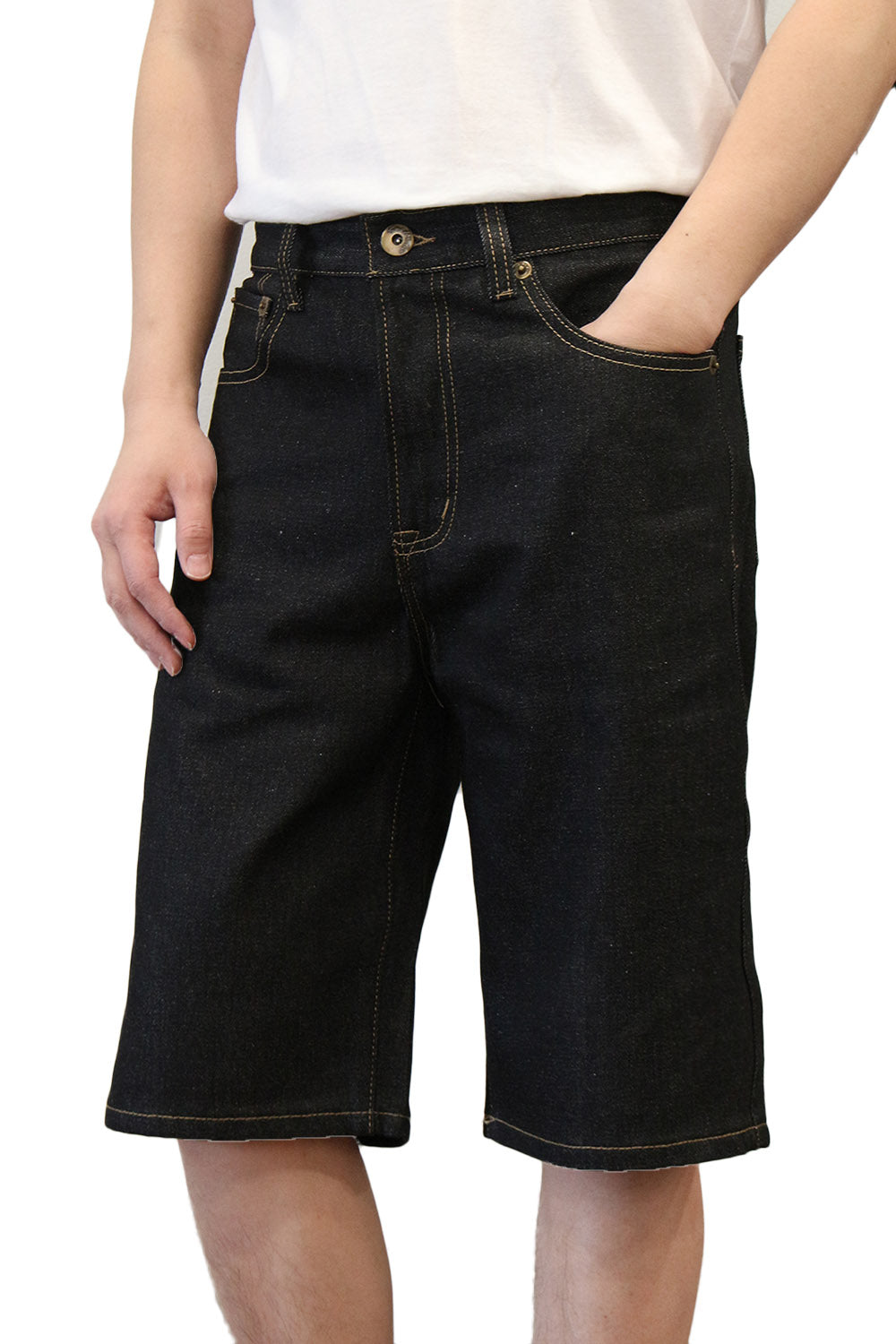 Raw Black Regular Fit Denim Shorts
