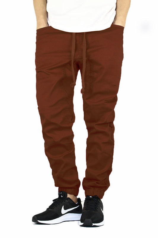 MOCHA SLIM FIT TWILL JOGGERS